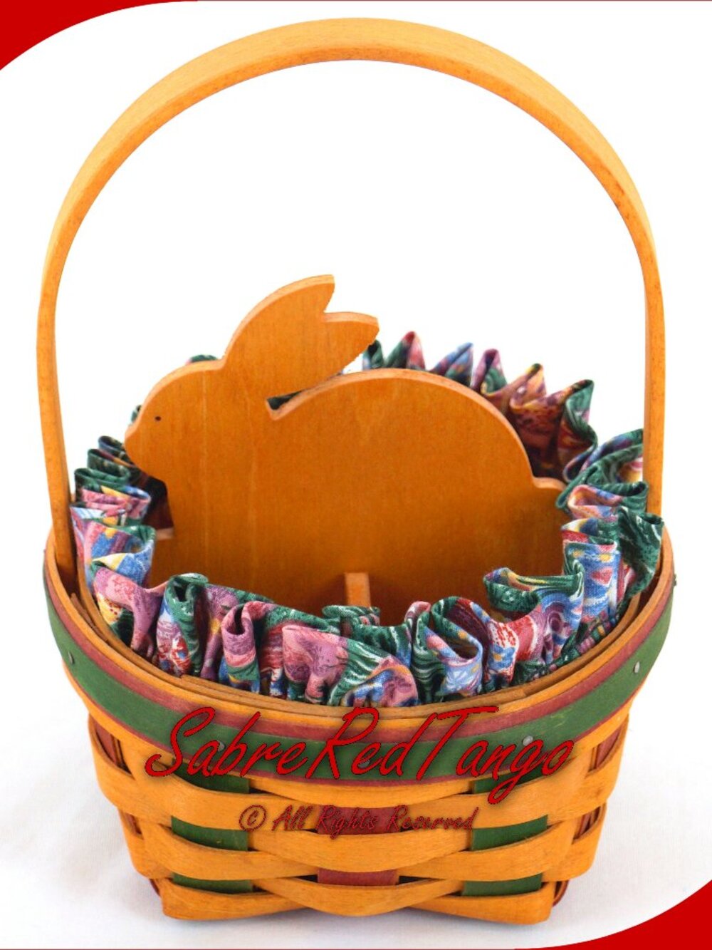 Longaberger 1999 Small Easter Basket With Liner Protector & Rabbit Divider